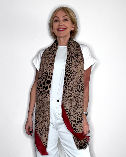 Taupe Leopard Print Scarf