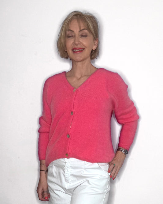 The Mimi V-Neck Cardigan in Pink