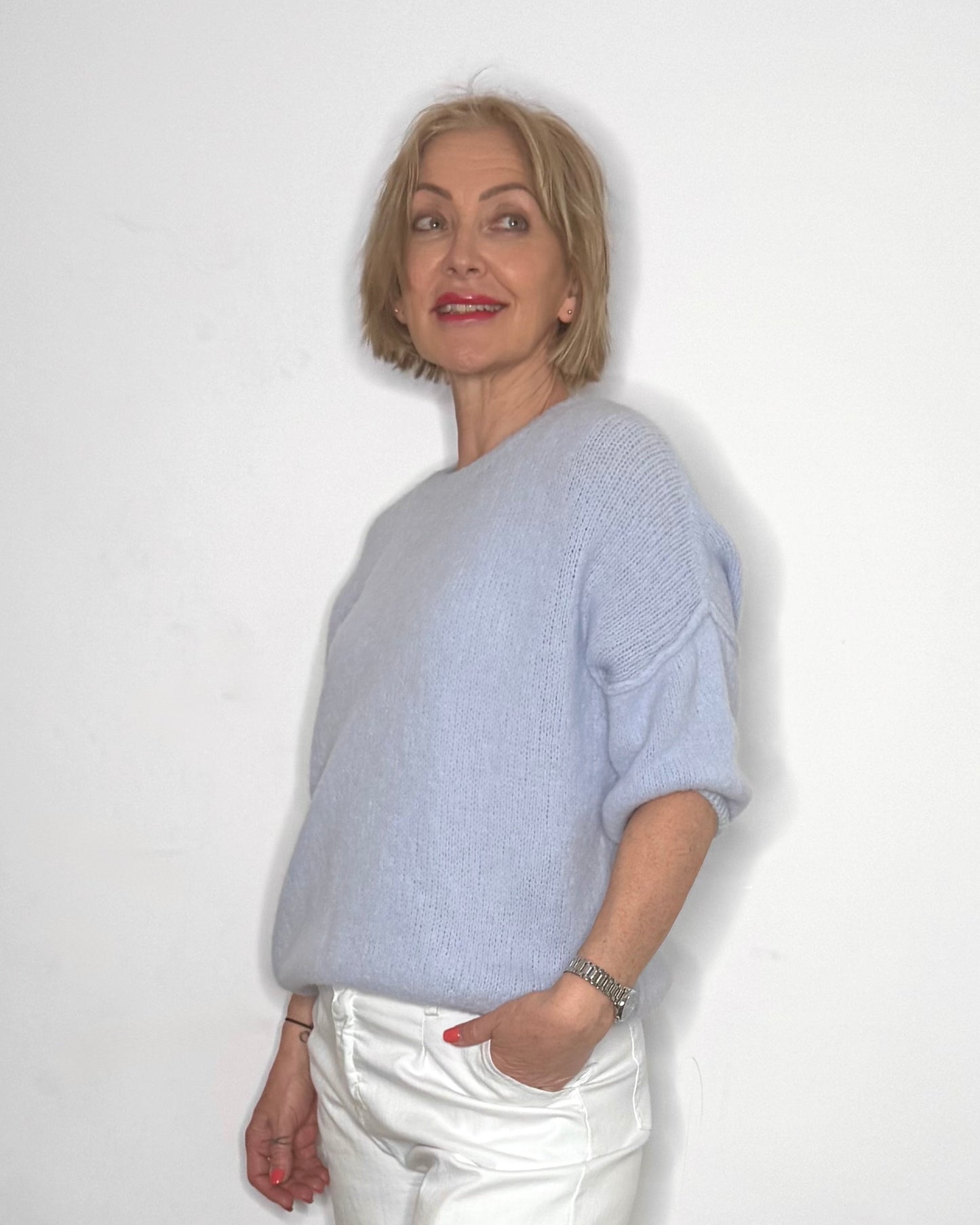 The Jesse Baby Alpaca Knit in Light Blue