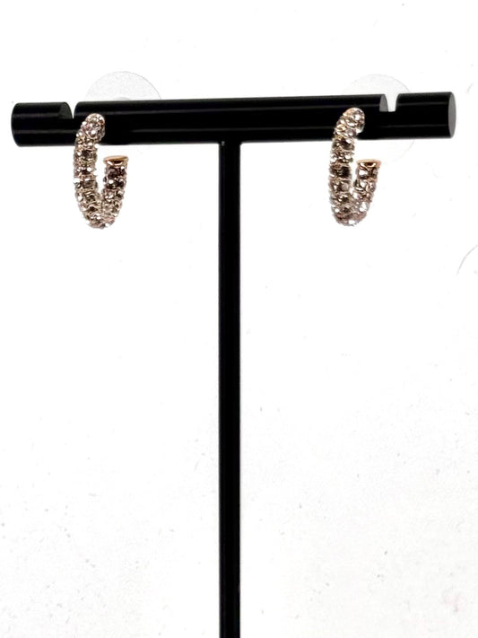 Crystal Pavé Huggie Earrings in Gold