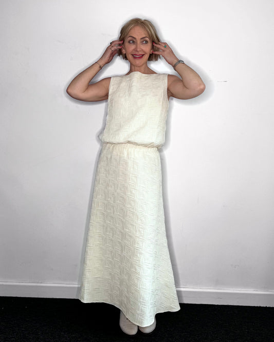 Lila Textured Skirt in Ecru