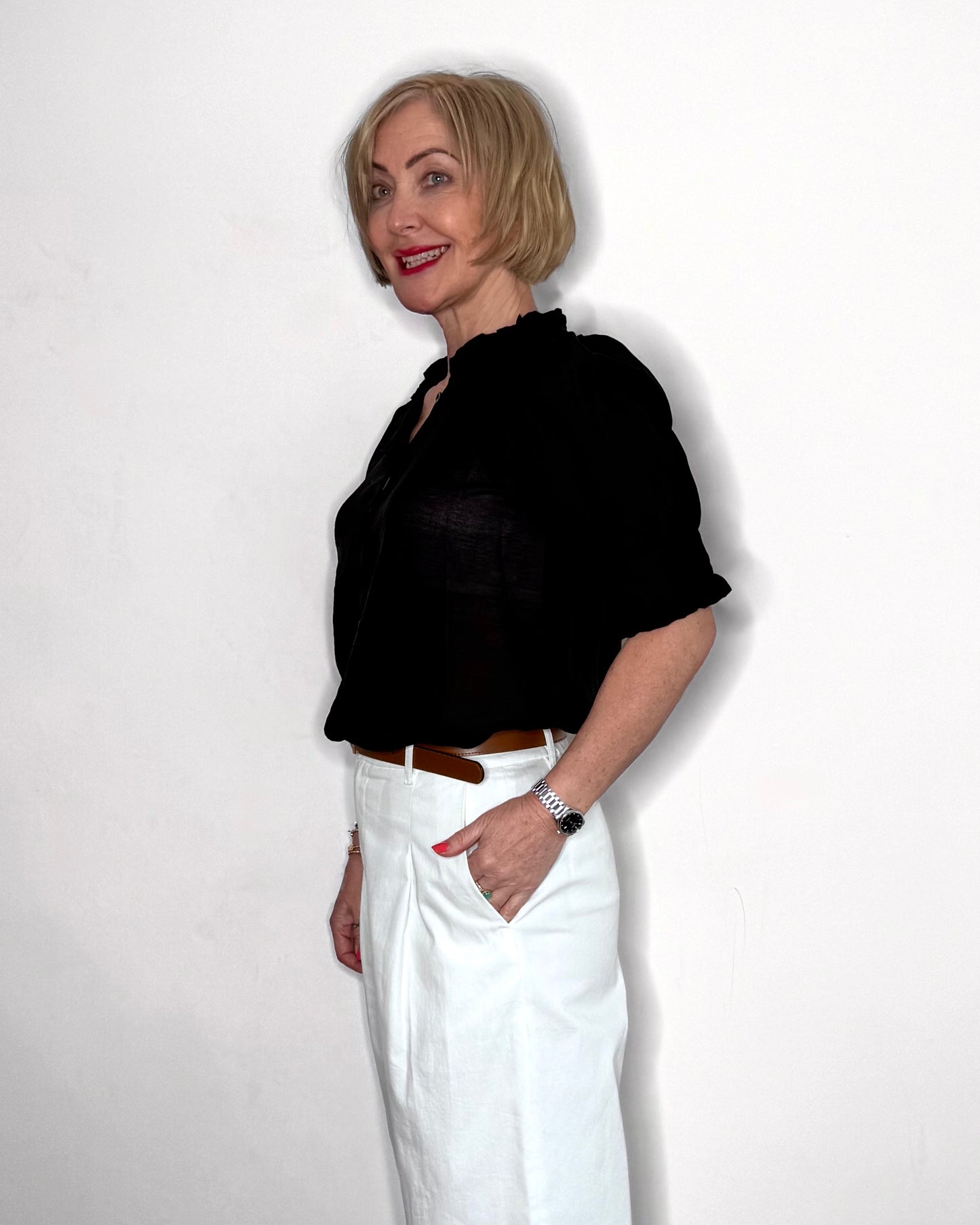 The Nahara Sheer Blouse in Black