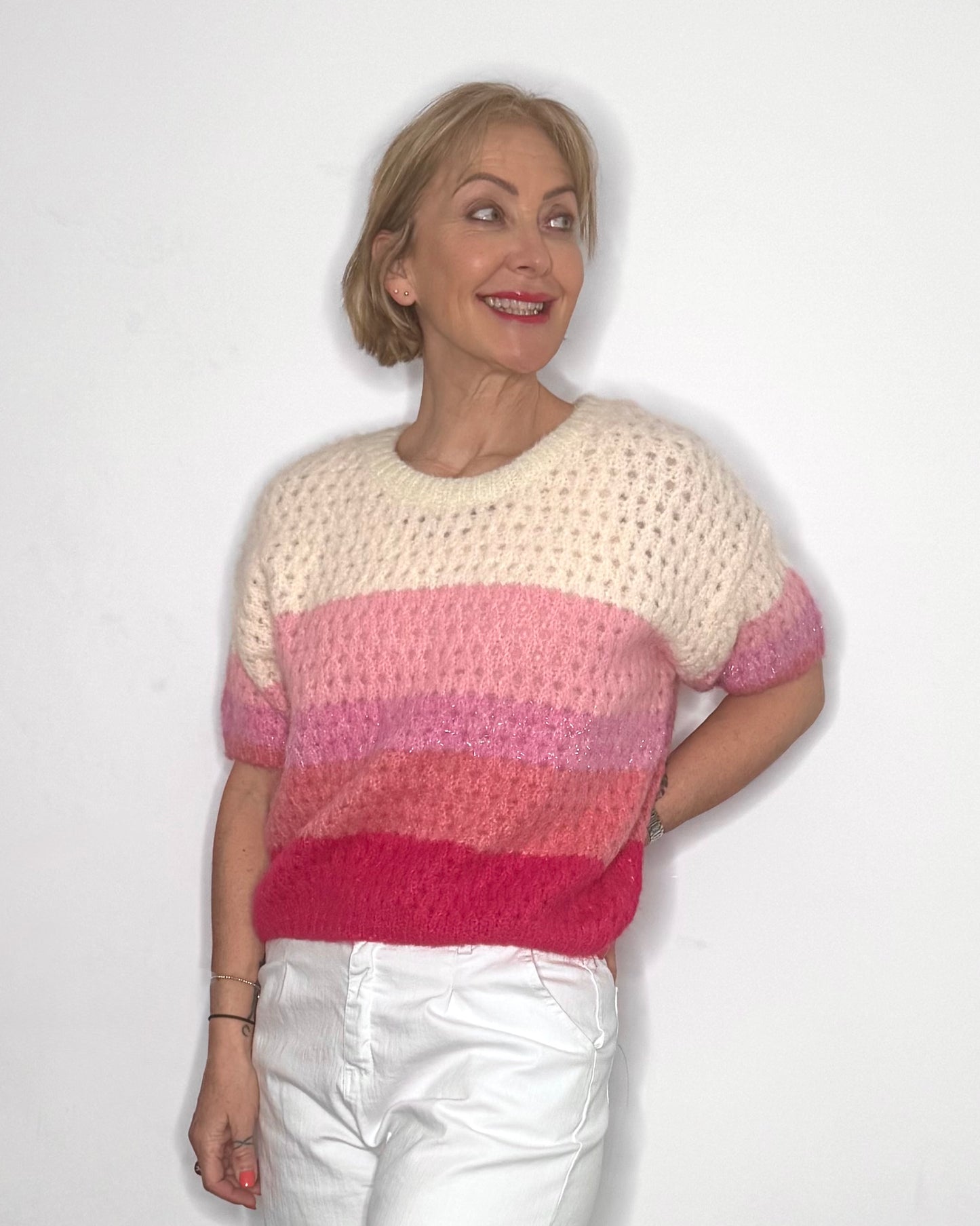 The Briony Stripe Knit in Pink