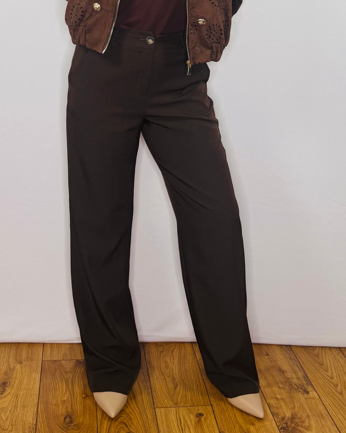 The Celeste Wide Leg Trousers in Chocolate