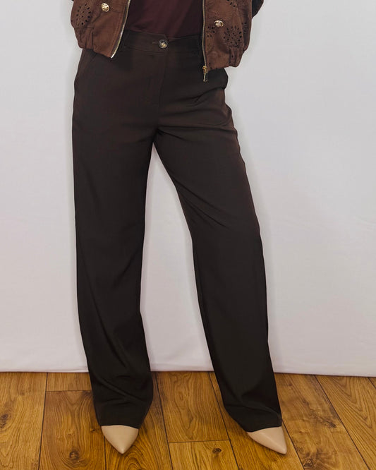 The Celeste Wide Leg Trousers in Chocolate