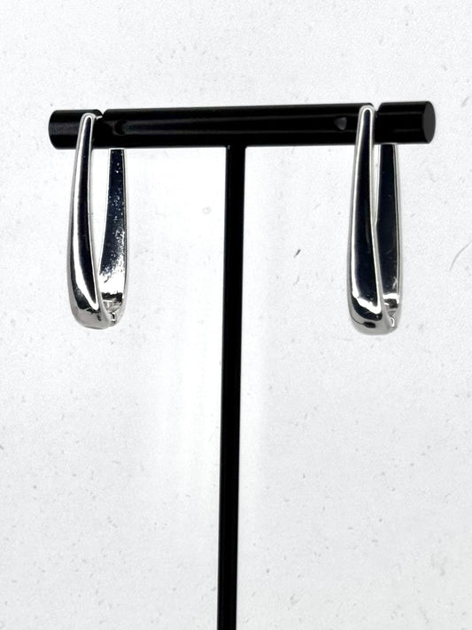 Modern Curve Hoop Earrings in Silver