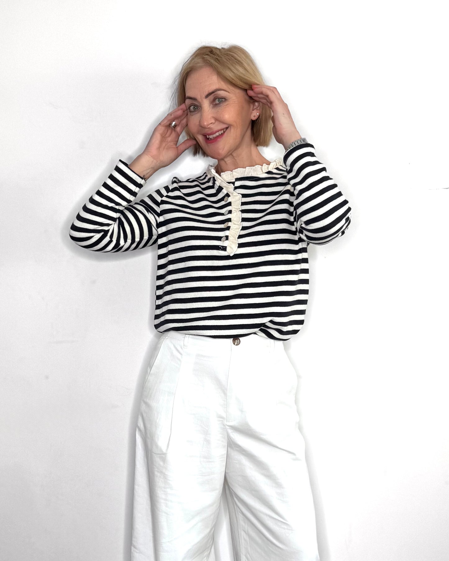 The Pascale Stripe Top in Navy