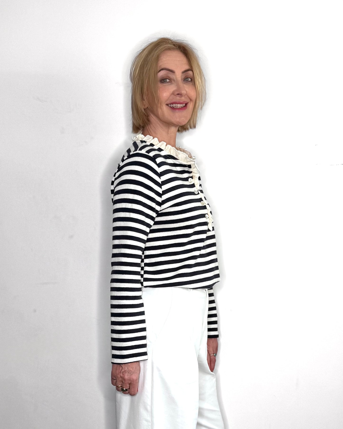 The Pascale Stripe Top in Navy