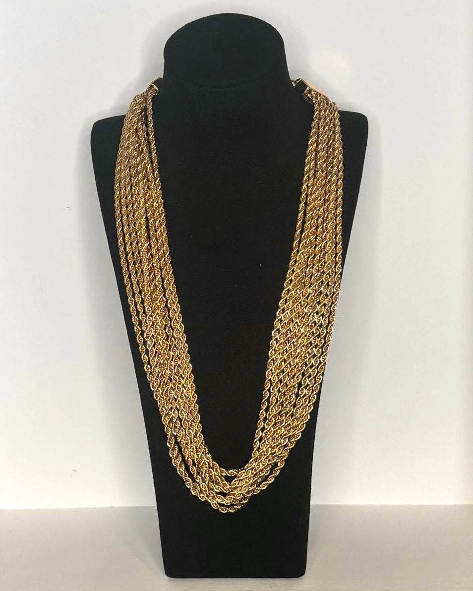 Multi-Strand Gold Chain Statement Necklace