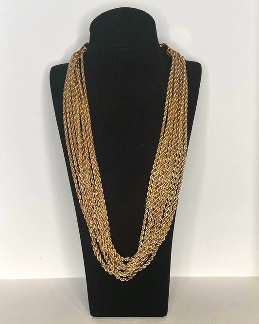 Multi-Strand Gold Chain Statement Necklace