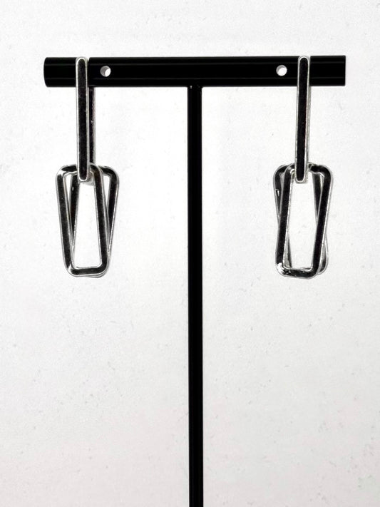 Statement Link Drop Earrings in Silver
