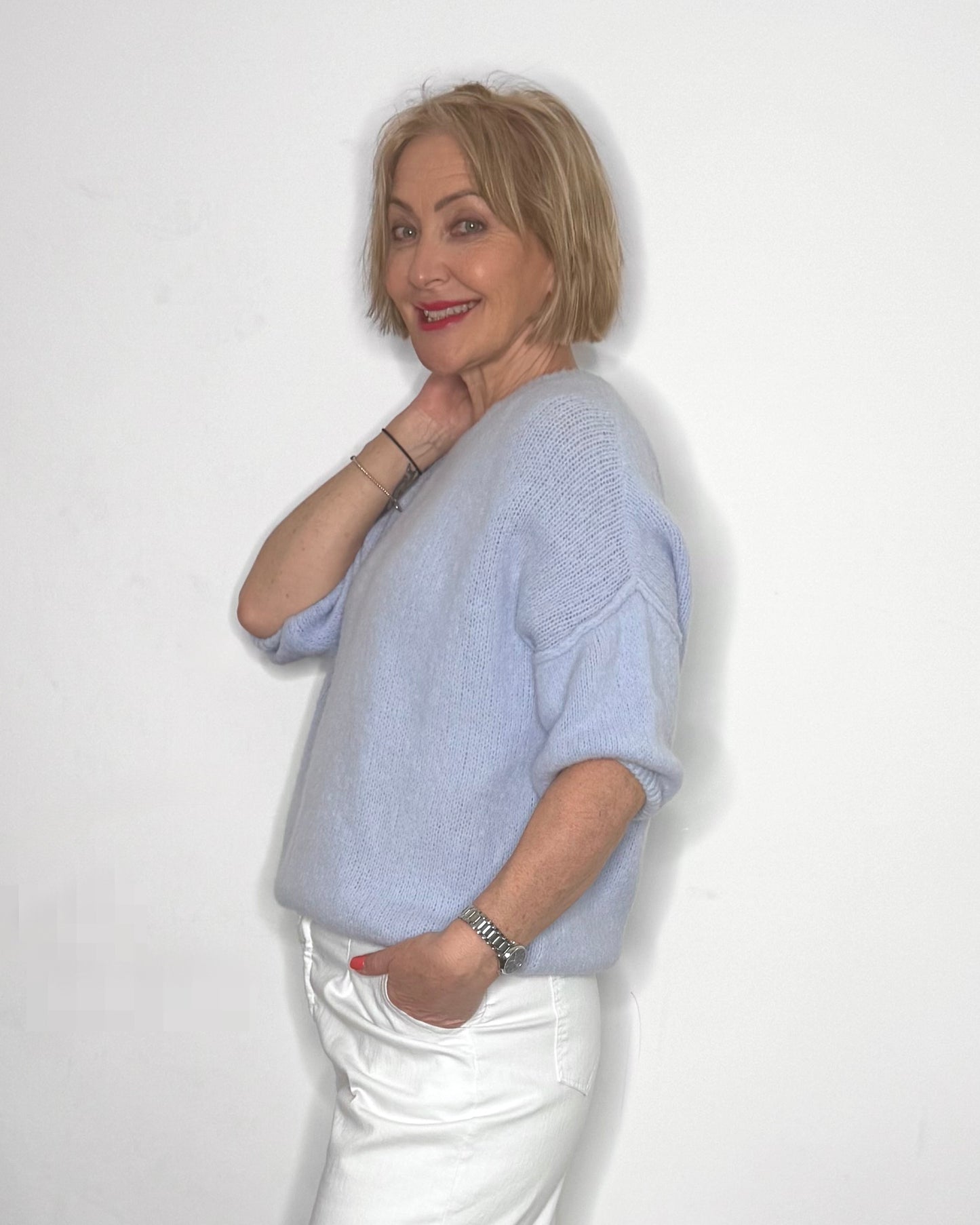 The Jesse Baby Alpaca Knit in Light Blue