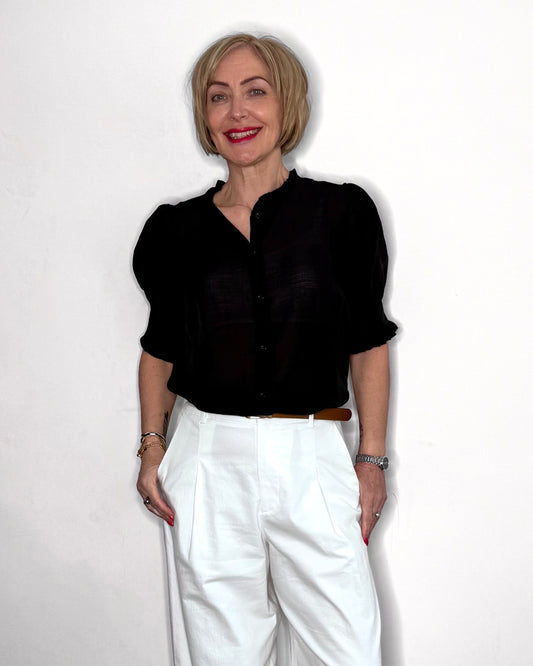 The Nahara Sheer Blouse in Black
