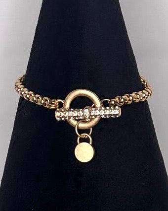 Crystal Toggle Bracelet in Gold