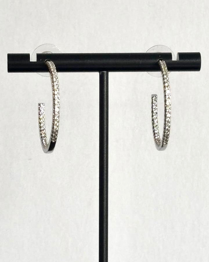 Crystal Pavé Hoop Earrings in Silver
