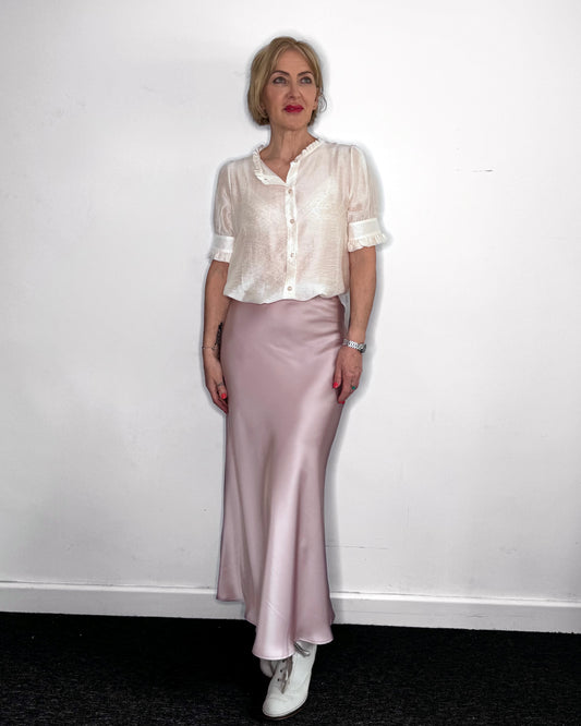Ella Satin Skirt in Soft Pink
