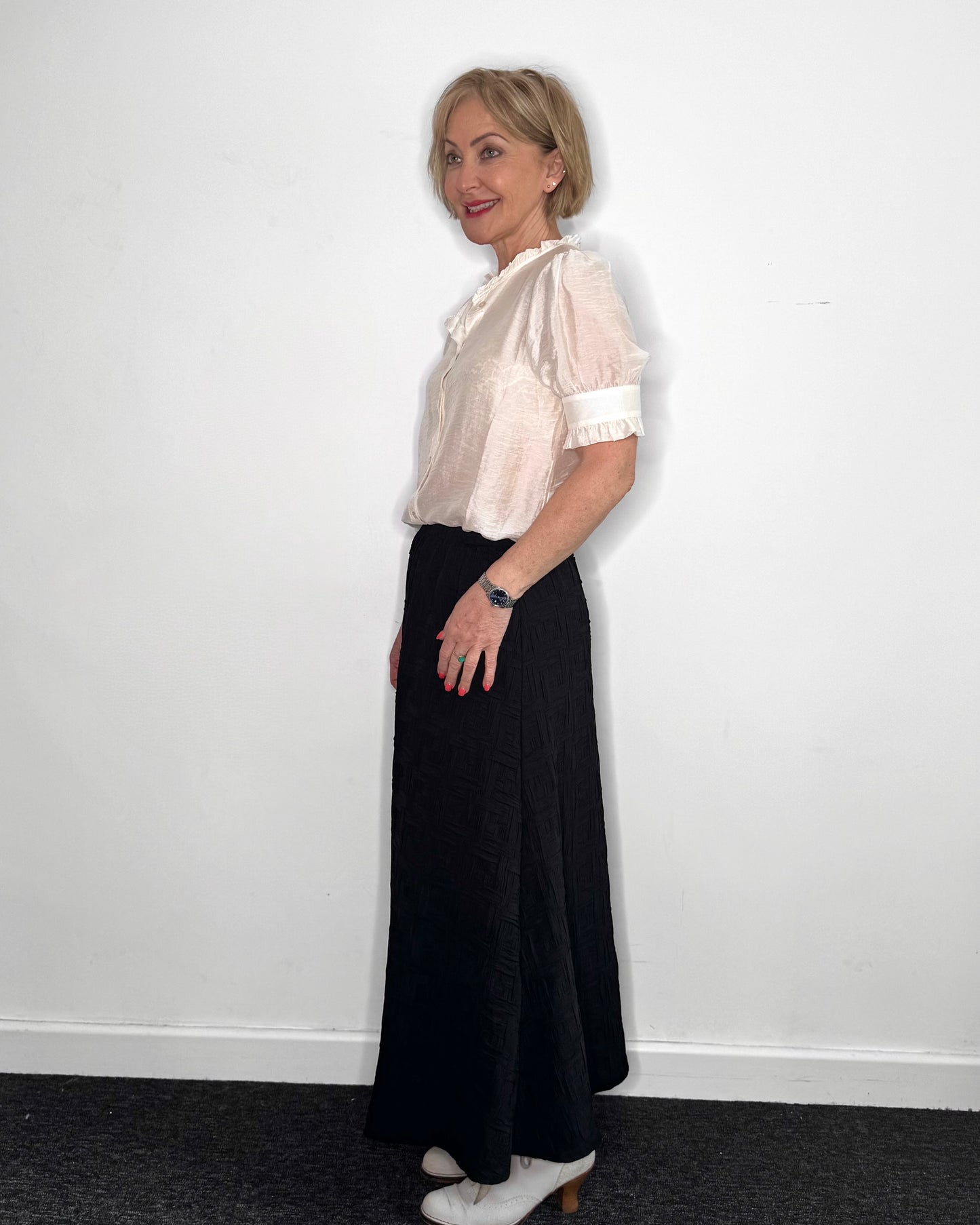 Lila Textured Skirt in Black