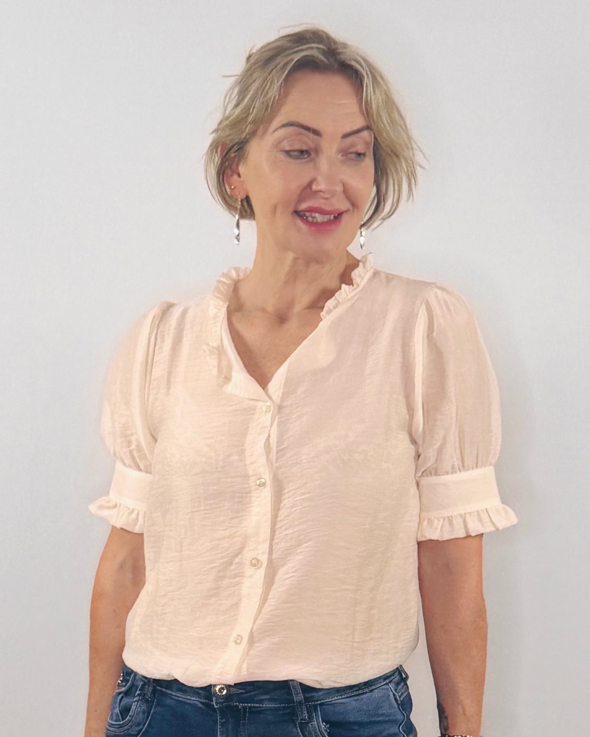 The Nahara Sheer Blouse in Off White