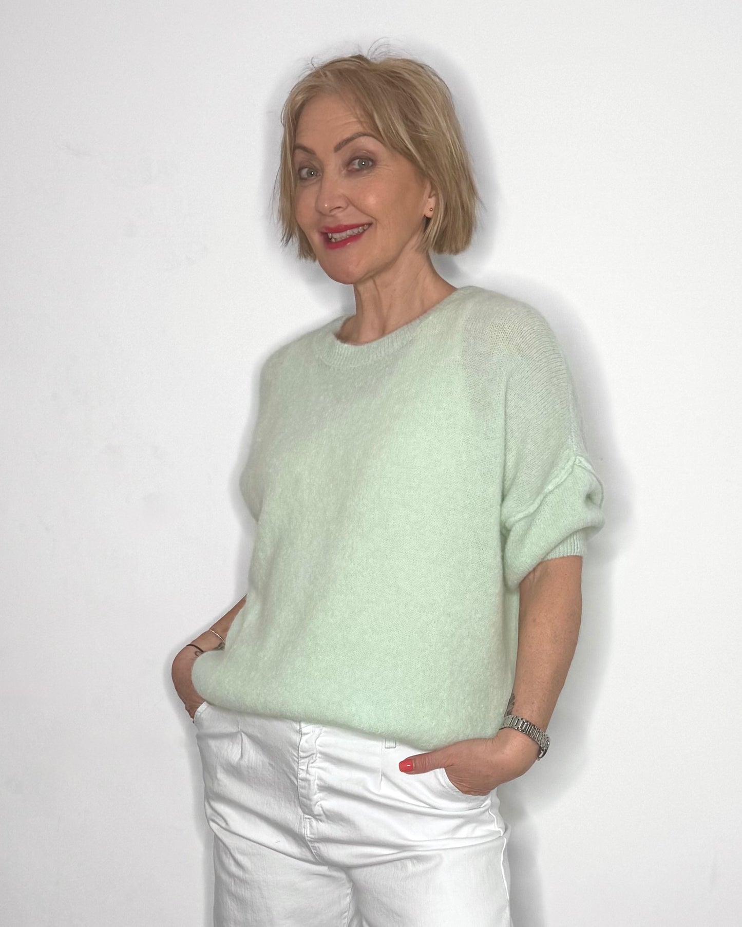 The Jesse Baby Alpaca Knit in Light Green