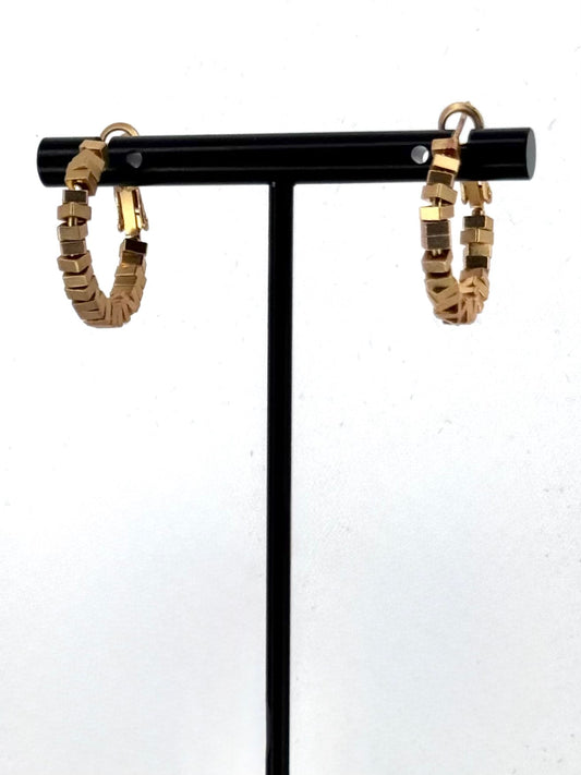 Geo Stack Hoop Earrings in Gold