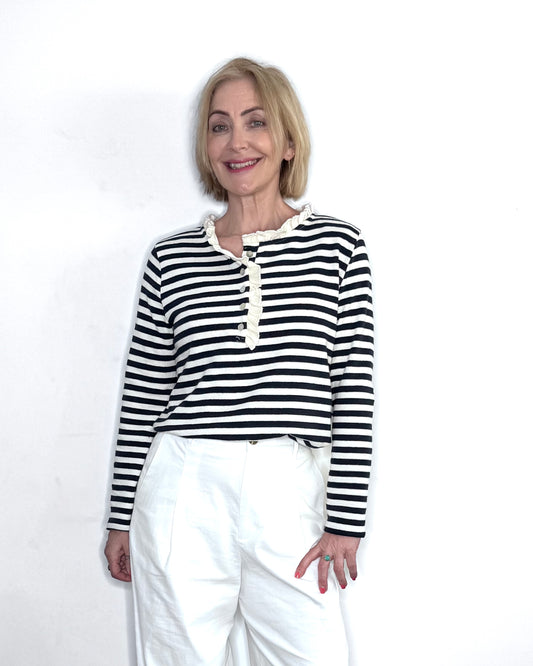 The Pascale Stripe Top in Navy