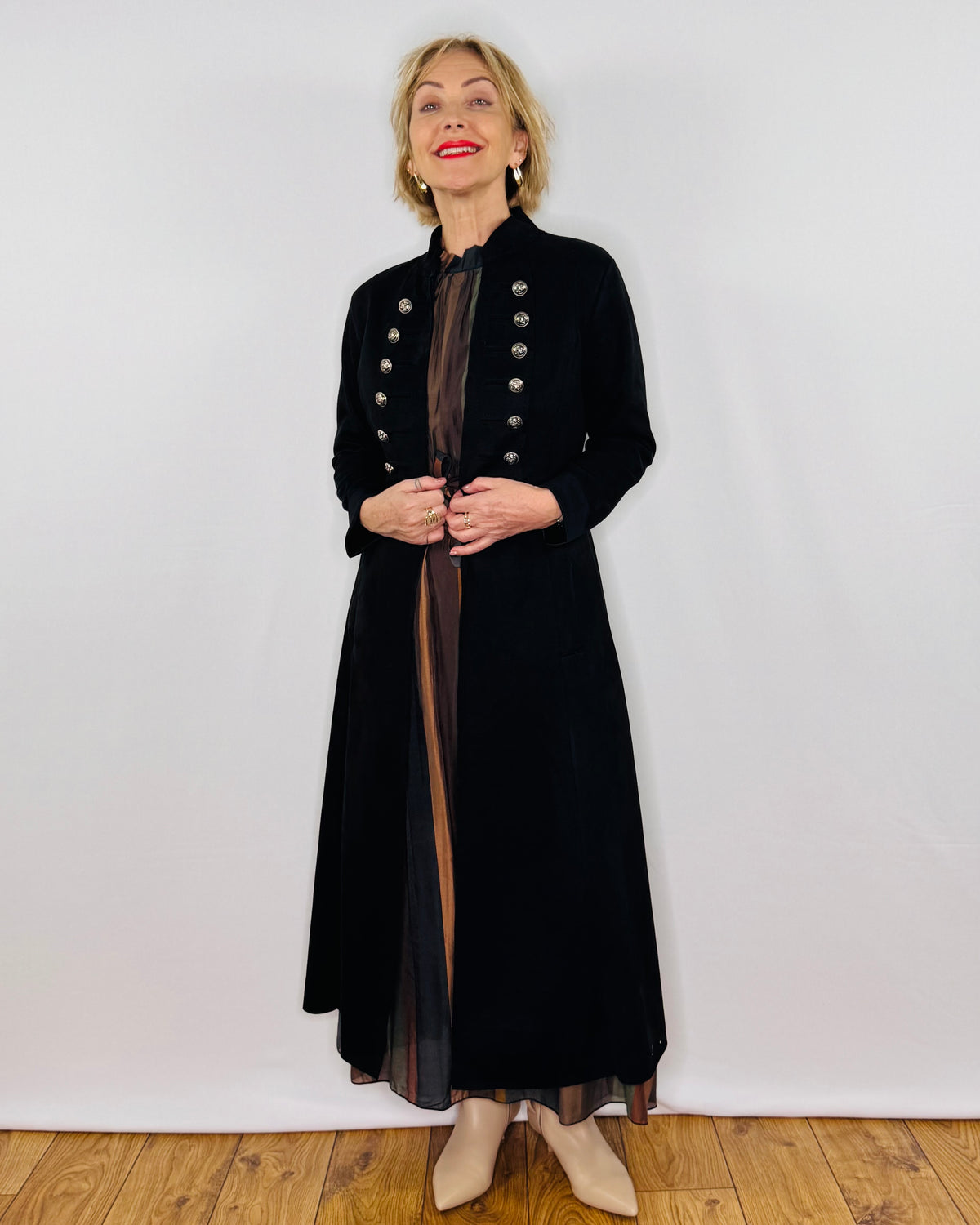 The Carla Military Coat in Black