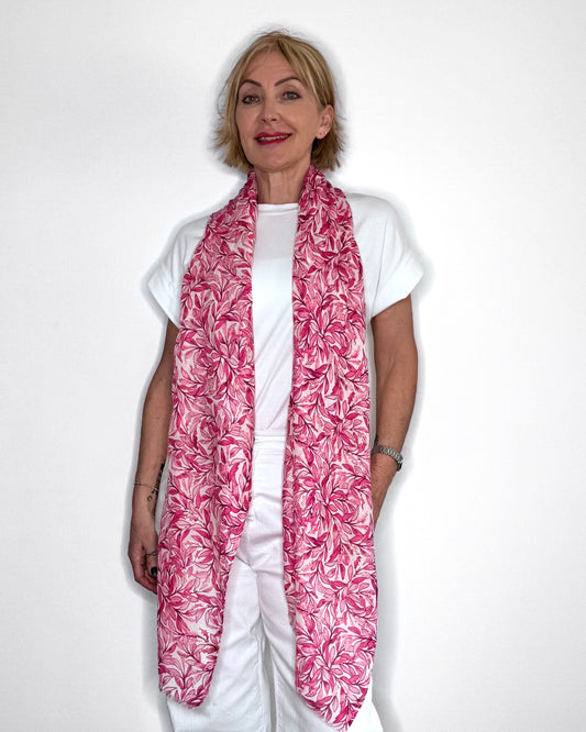 Bright Pink Floral Scarf