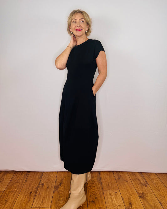 Gemma Heavy Jersey Dress in Black