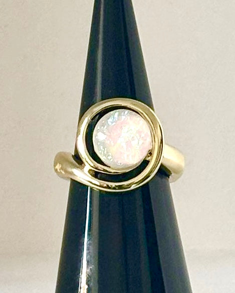 Opal Swirl Statement Ring in Gold