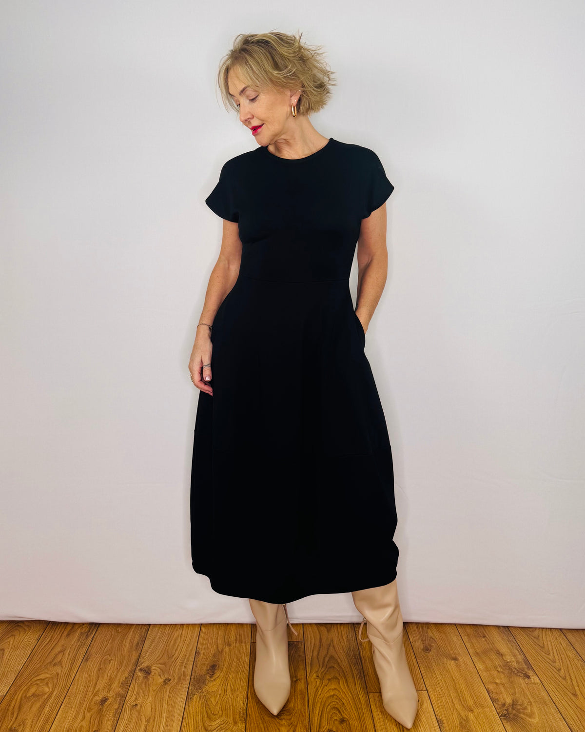 Gemma Heavy Jersey Dress in Black