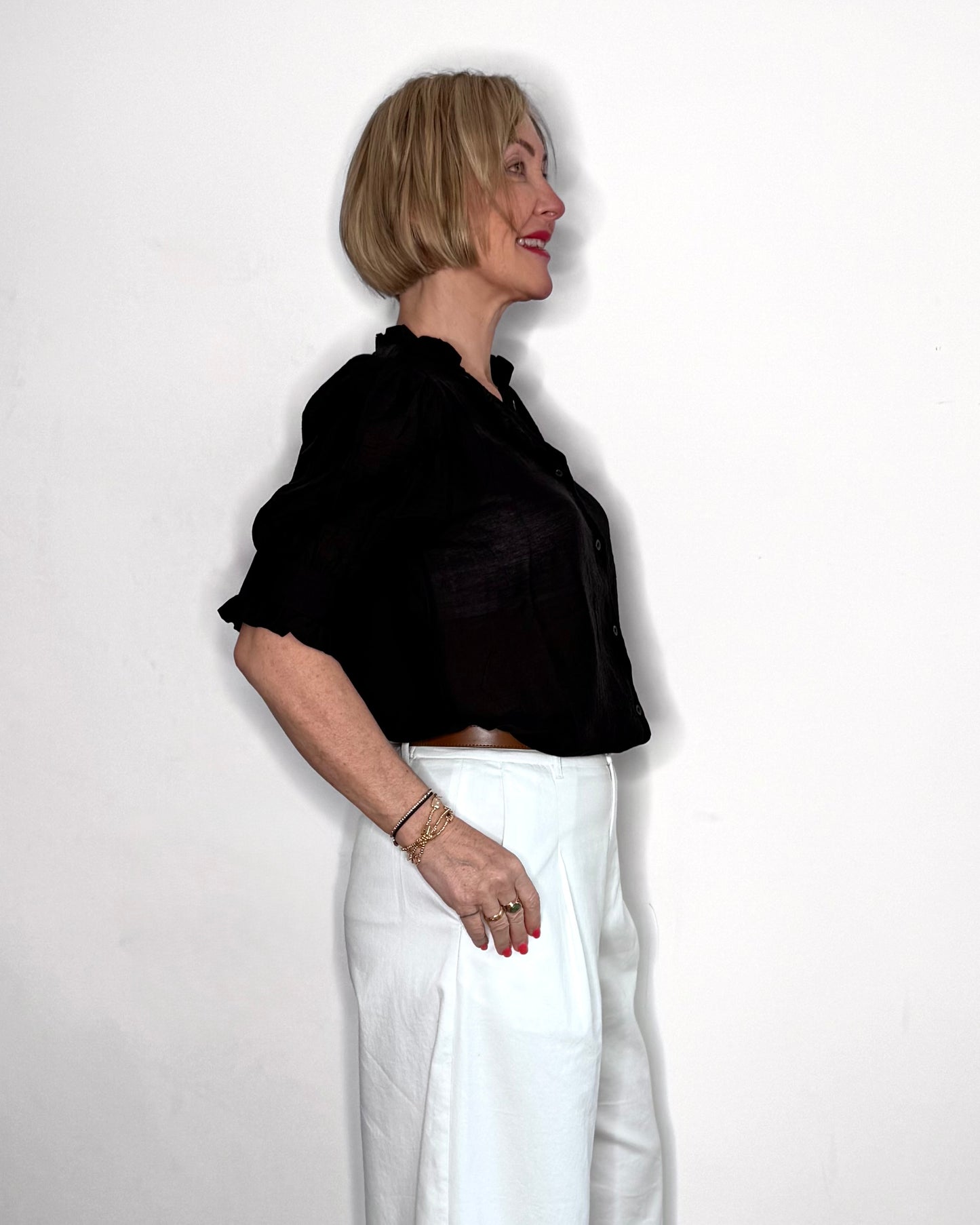The Nahara Sheer Blouse in Black