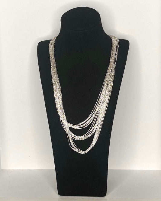 Layered Shimmer Necklace in Silver