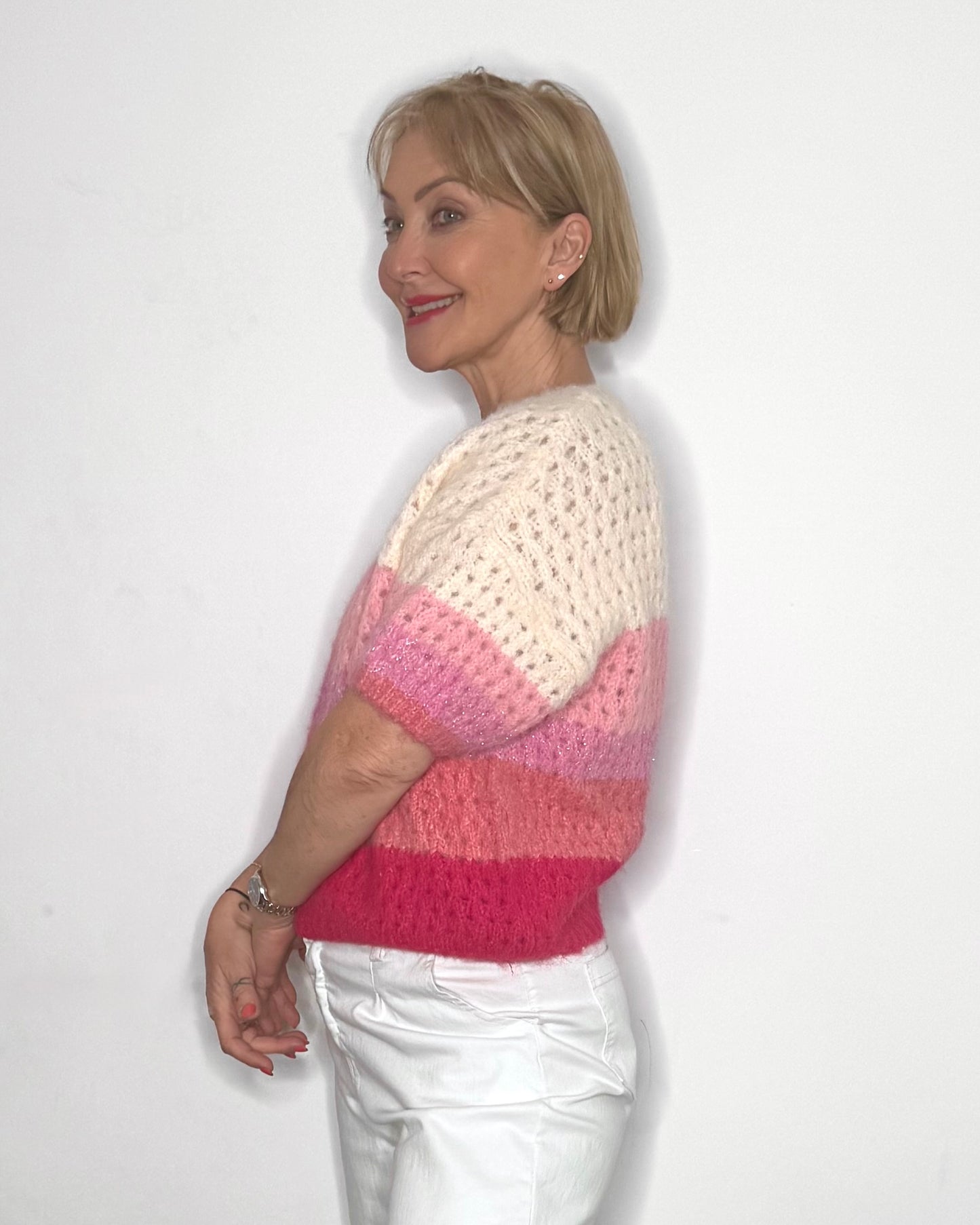 The Briony Stripe Knit in Pink