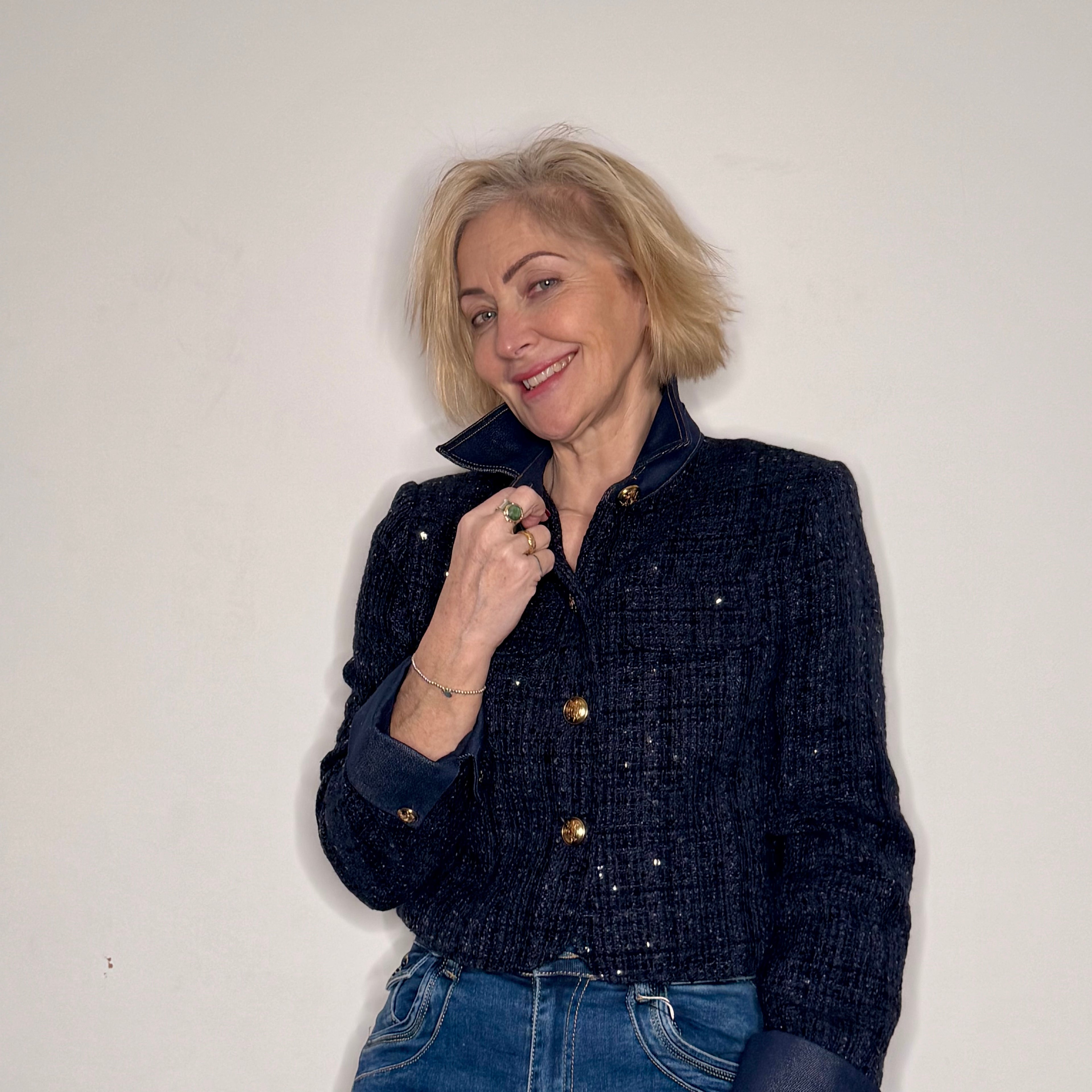 Elise short tweed jacket with collar