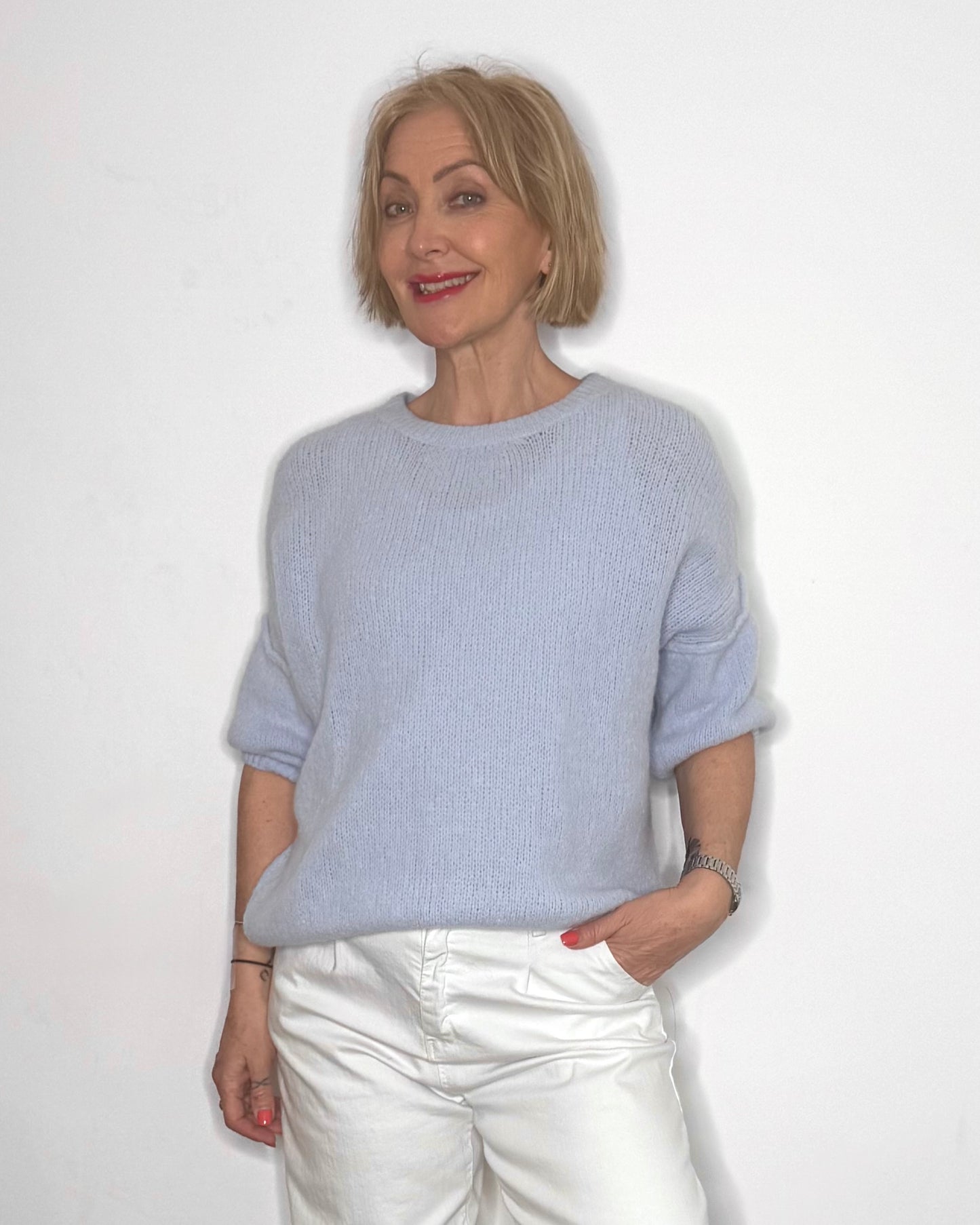 The Jesse Baby Alpaca Knit in Light Blue