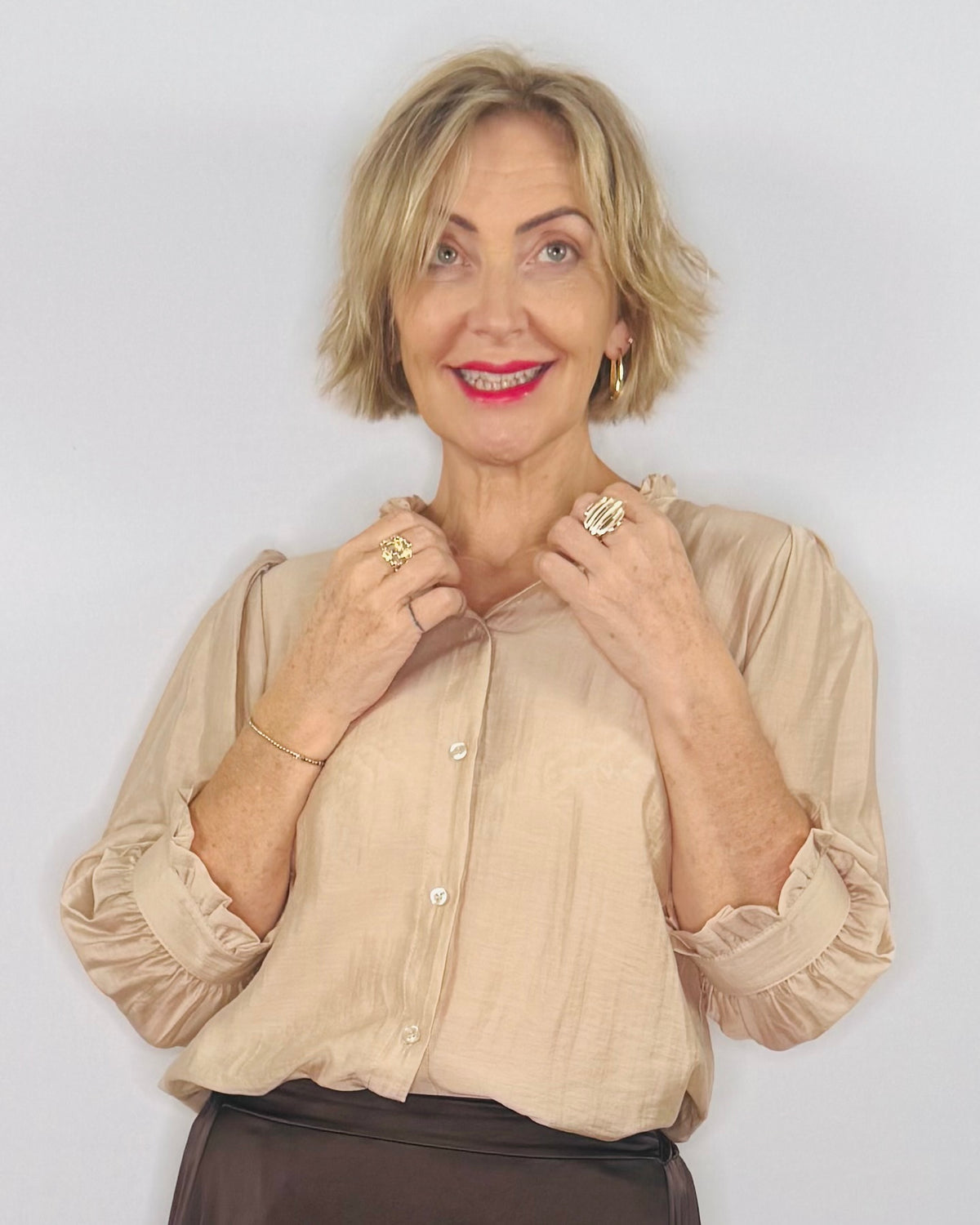 The Leice Blouse in Sandshell