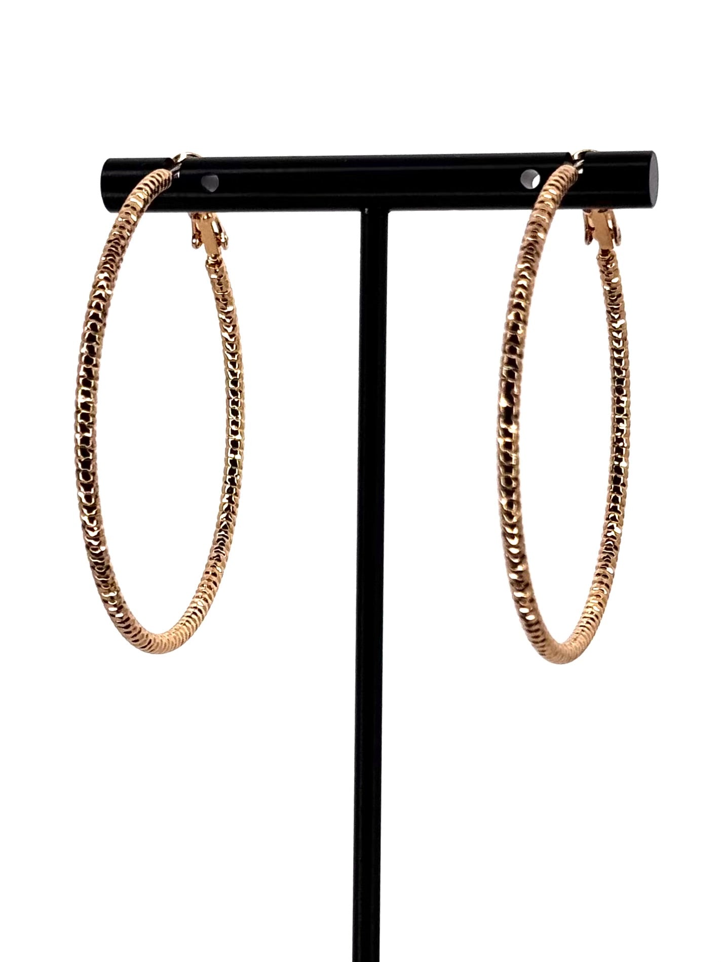 Textured Statement Hoop Earrings in Gold