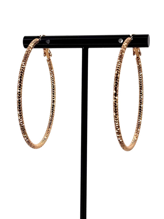 Textured Statement Hoop Earrings in Gold