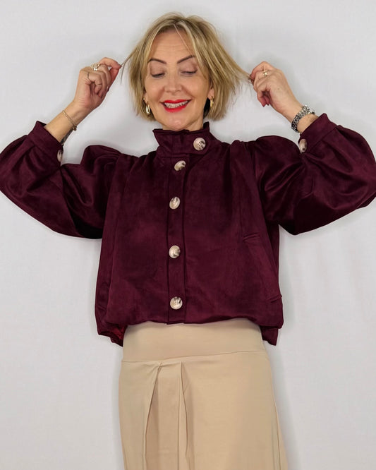 The Alma Jacket in Burgundy