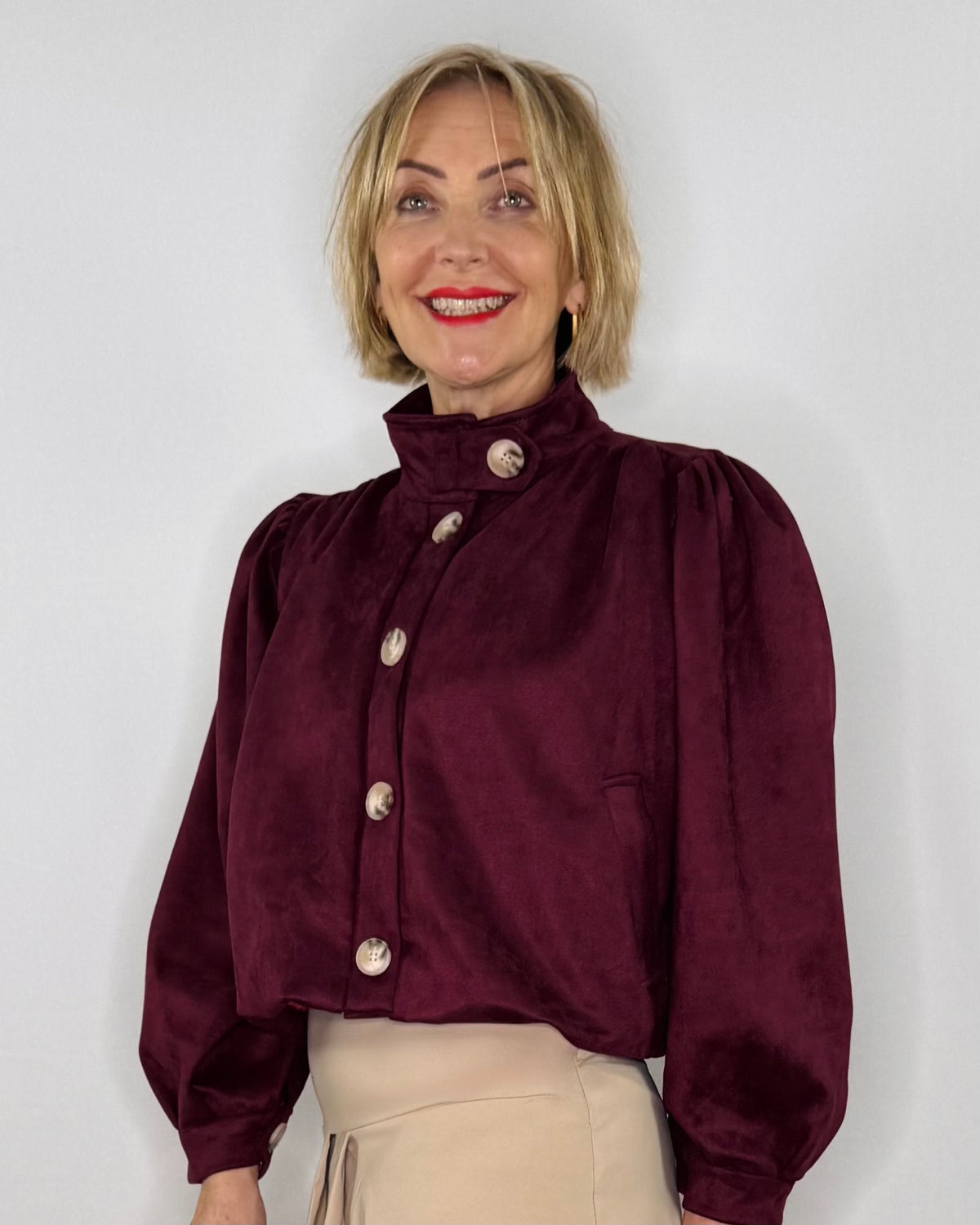 The Alma Jacket in Burgundy