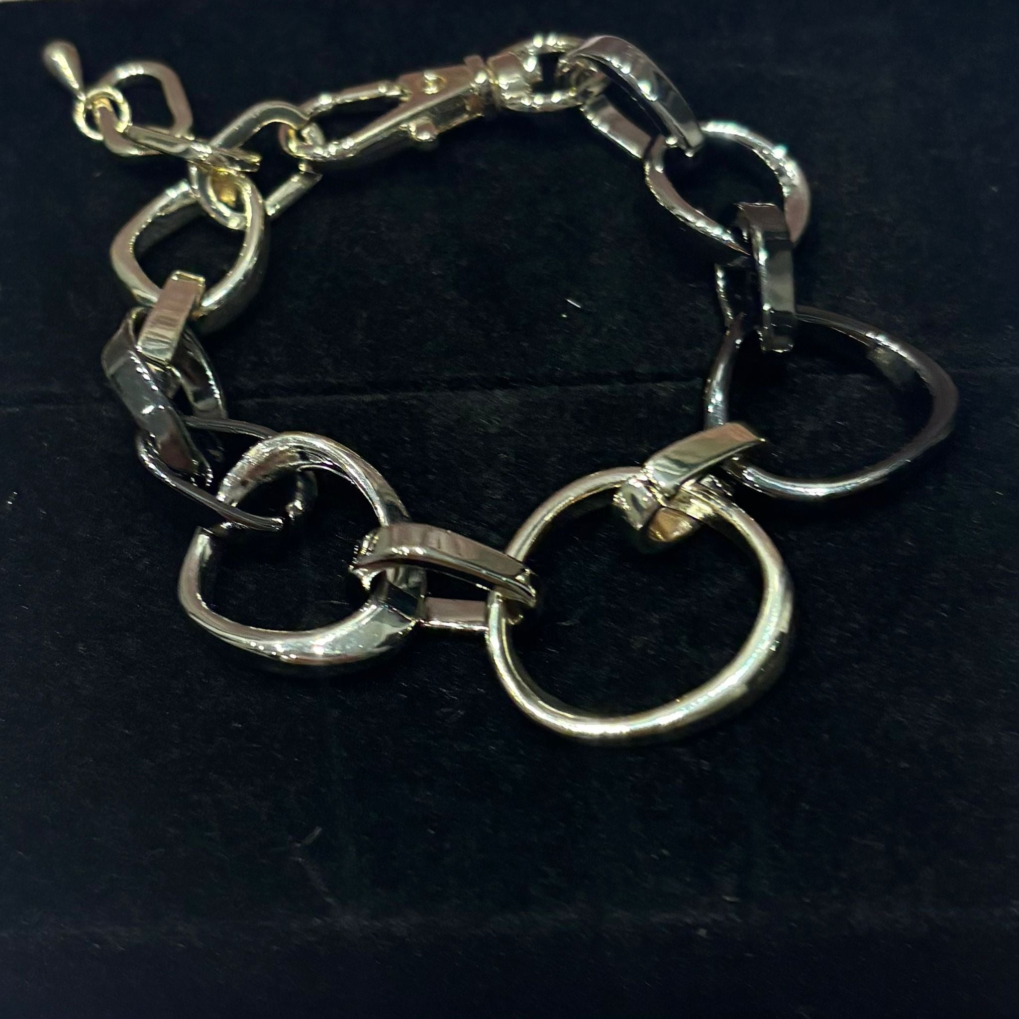 silver and gunmetal mix bracelet