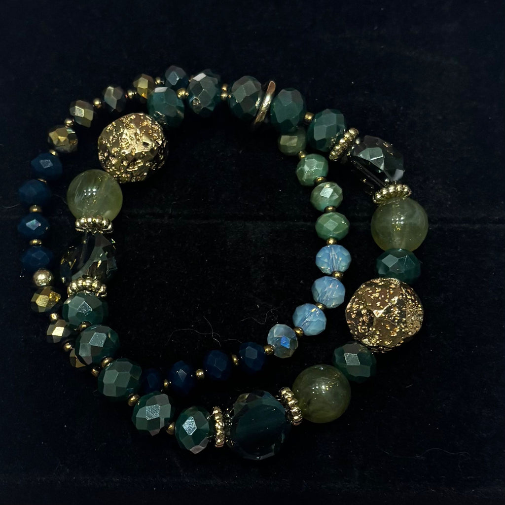 twin strand crystal stretch bracelet