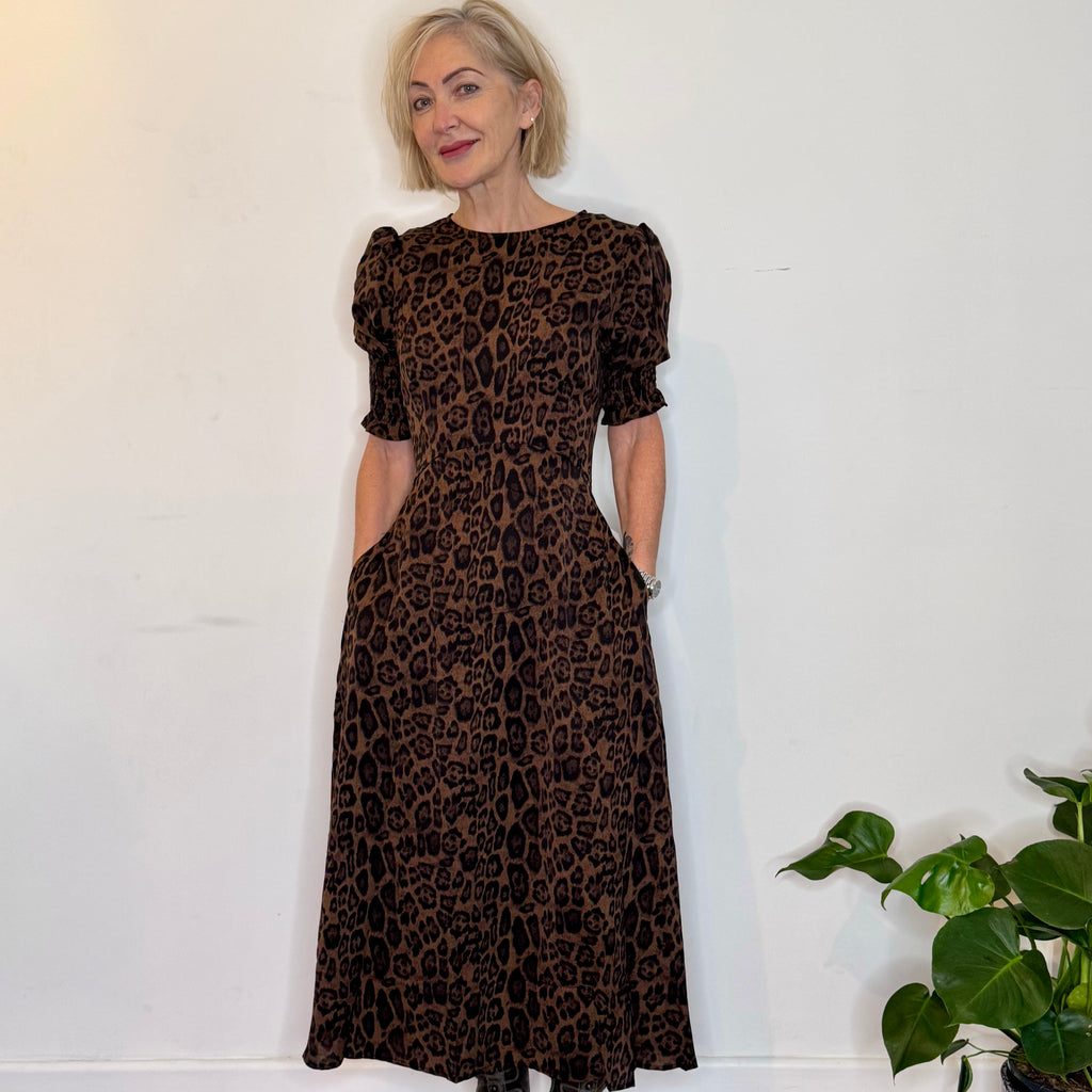 leopard print tea dress