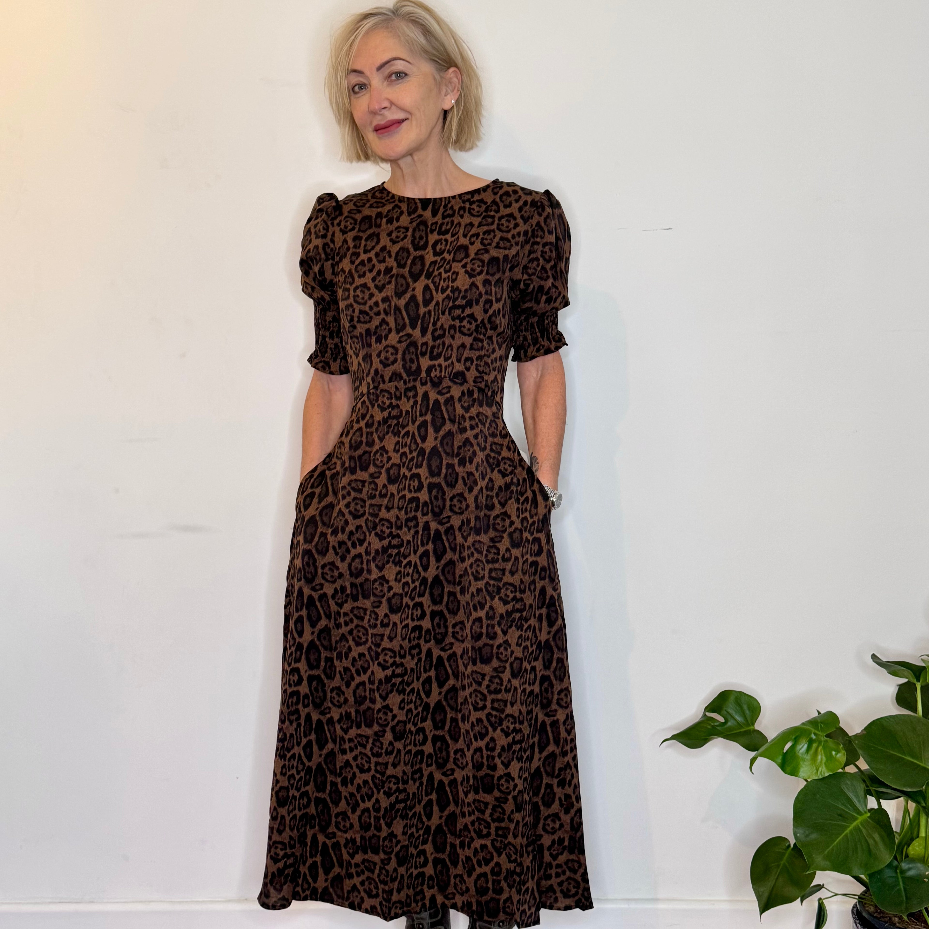 leopard print tea dress