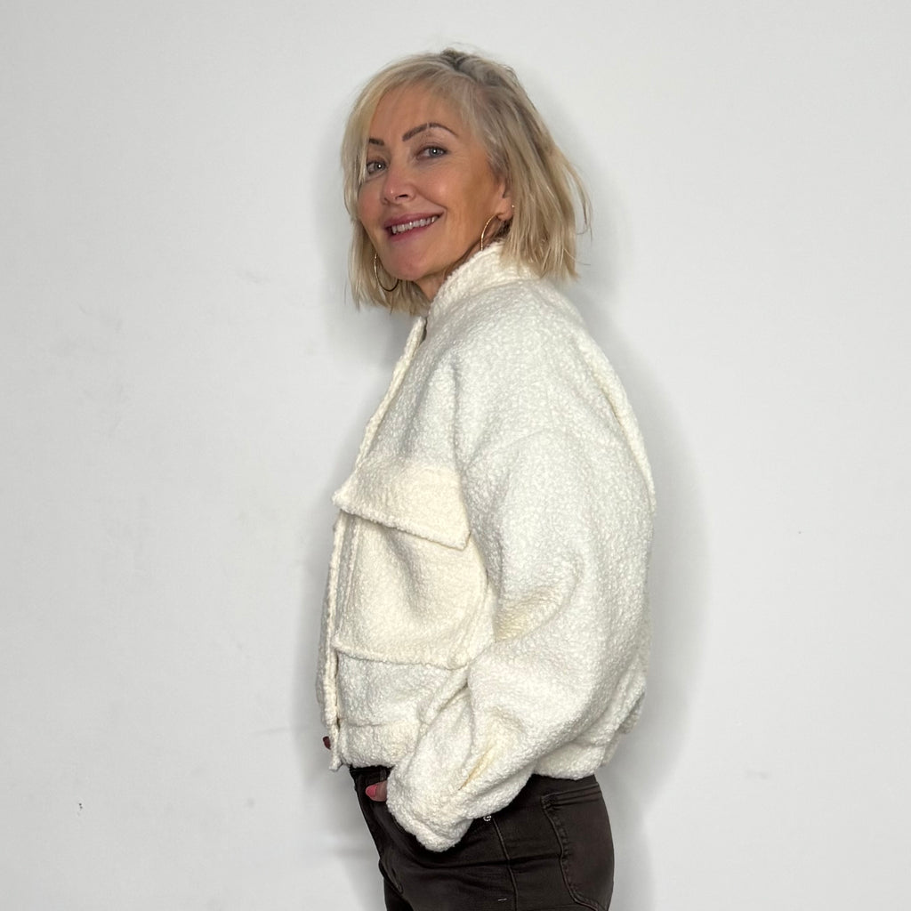 Boucle bomber jacket