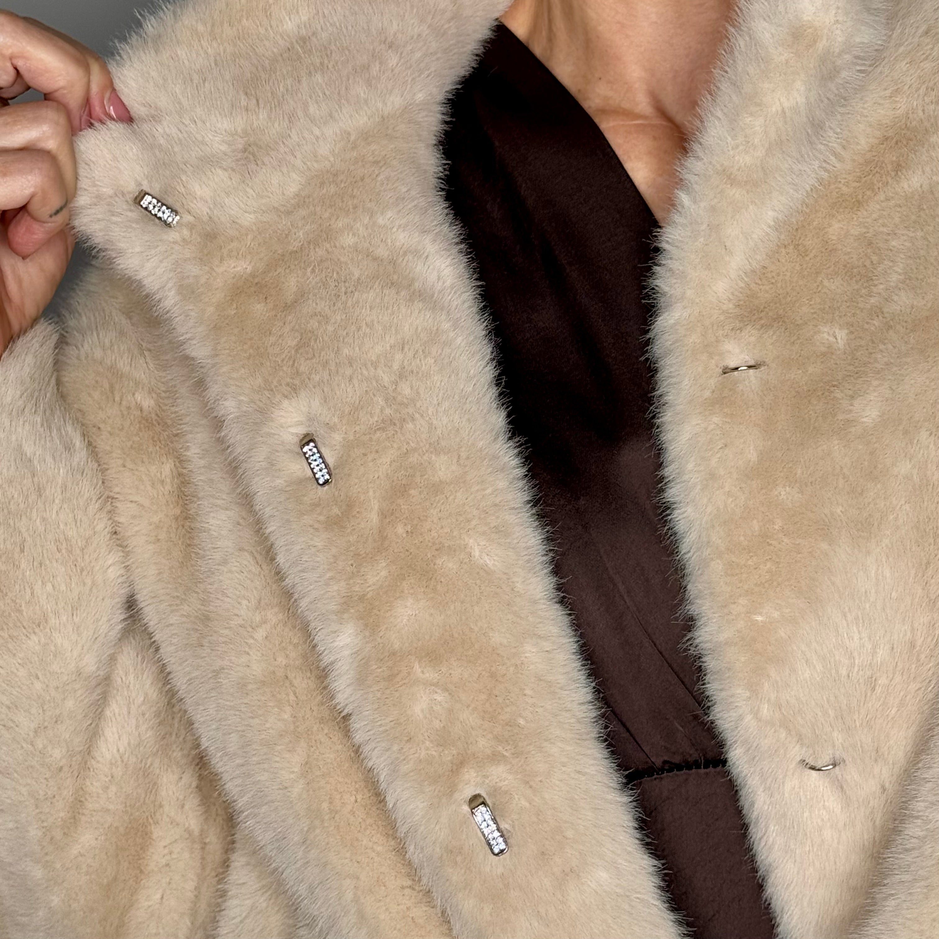 faux fur short jacket with high collar