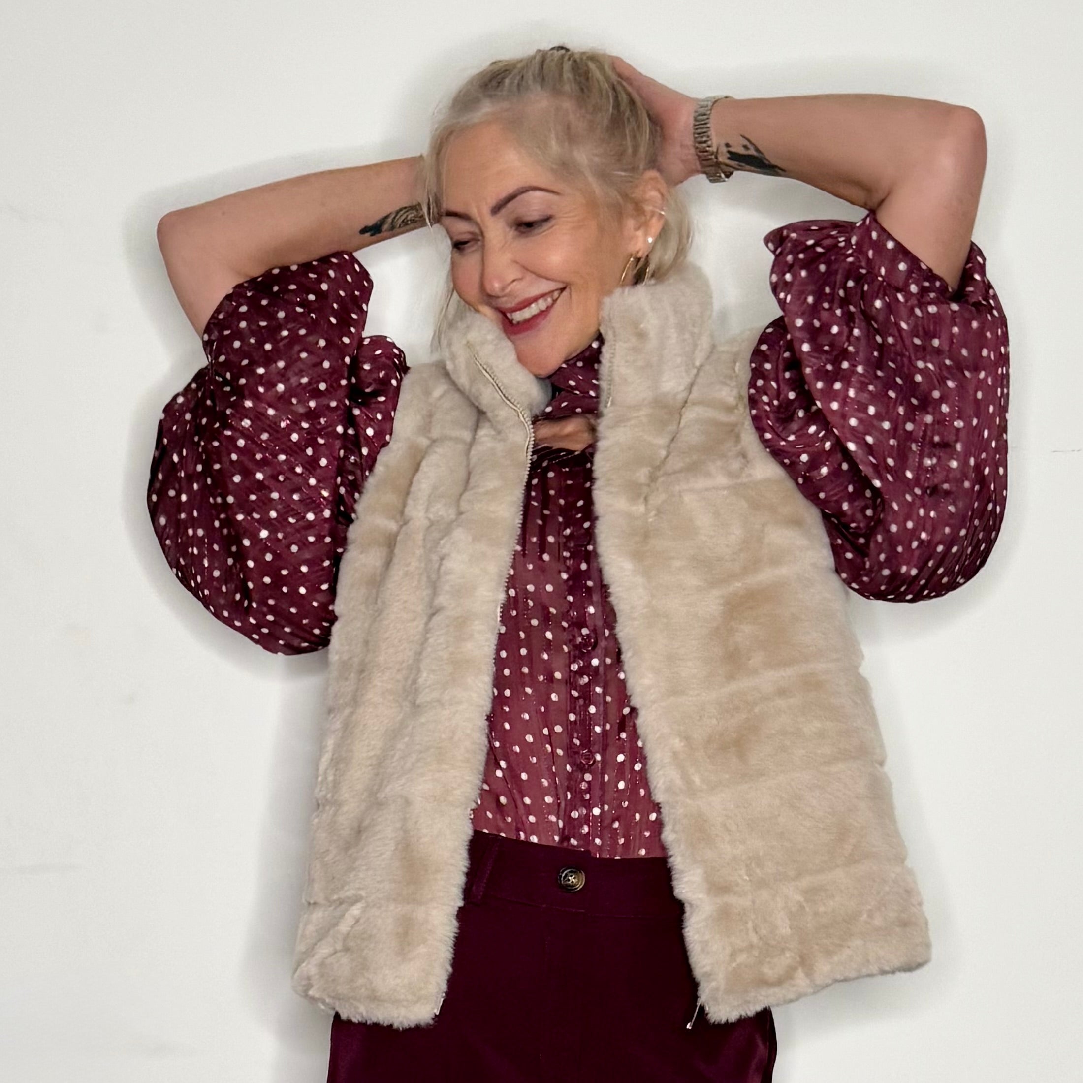 zip front faux fur gilet