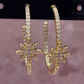 gold diamante hoop earring with snowflake