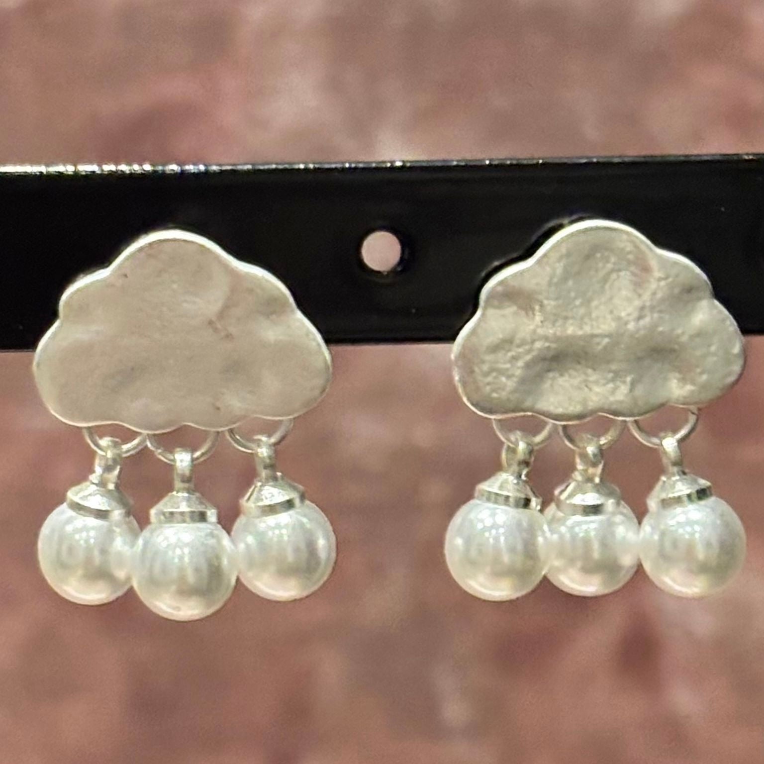 cloud and raindrops earring