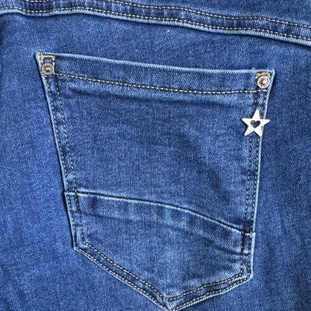 blue denim straight leg jeans